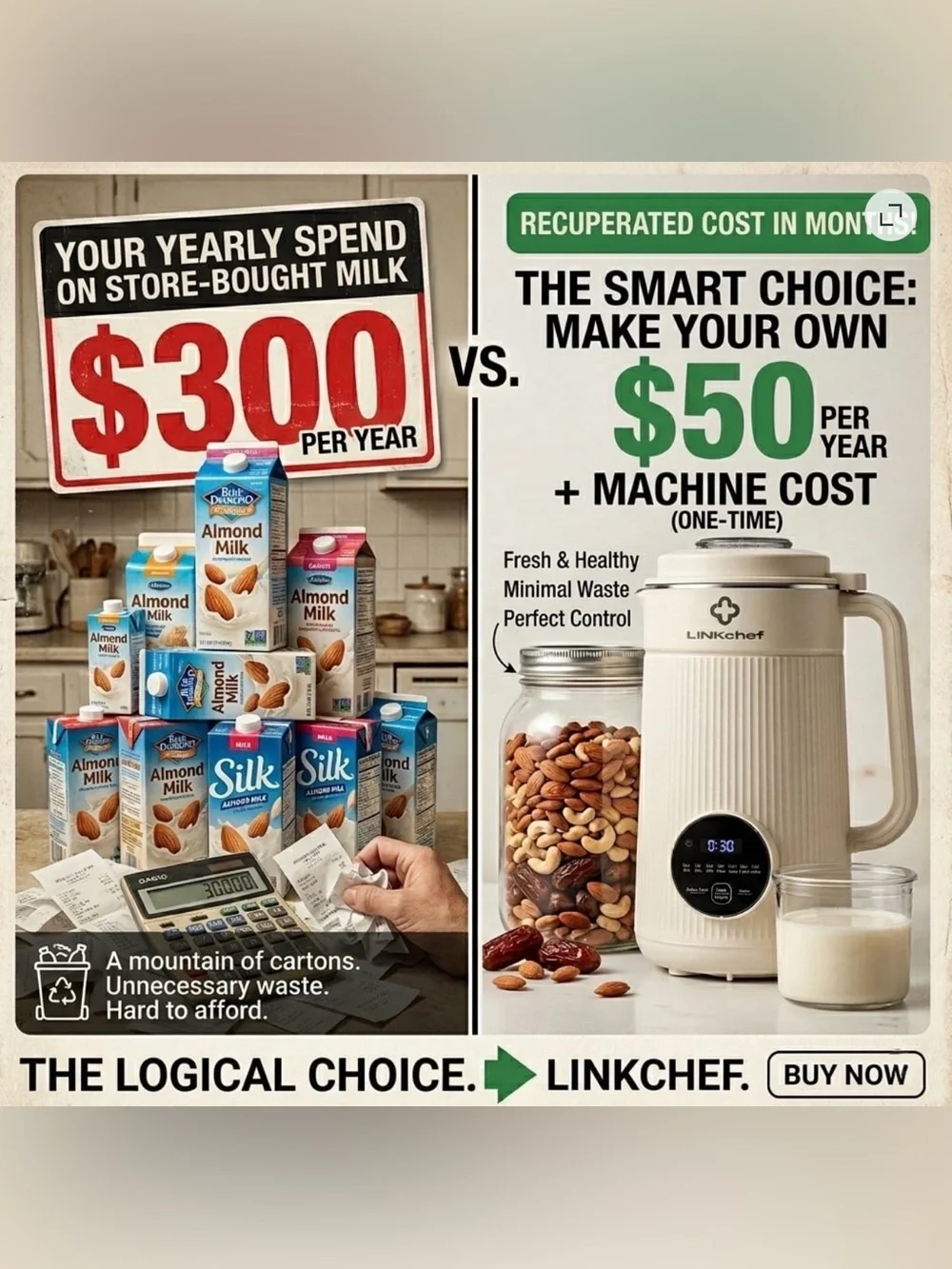 LINKChef Nut Milk Maker 40 oz Almond Oat Soy Milk Maker Blender, NIB/See Details